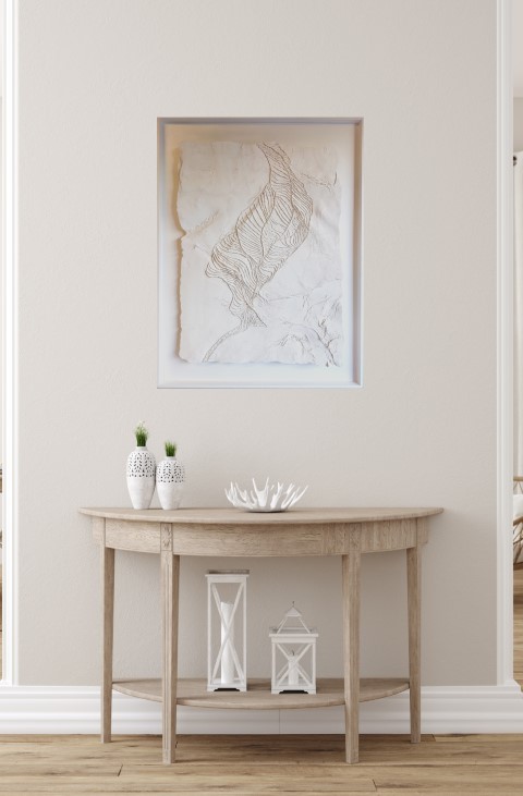 Scandinavian farmhouse living room interior, wall mockup, 3d render