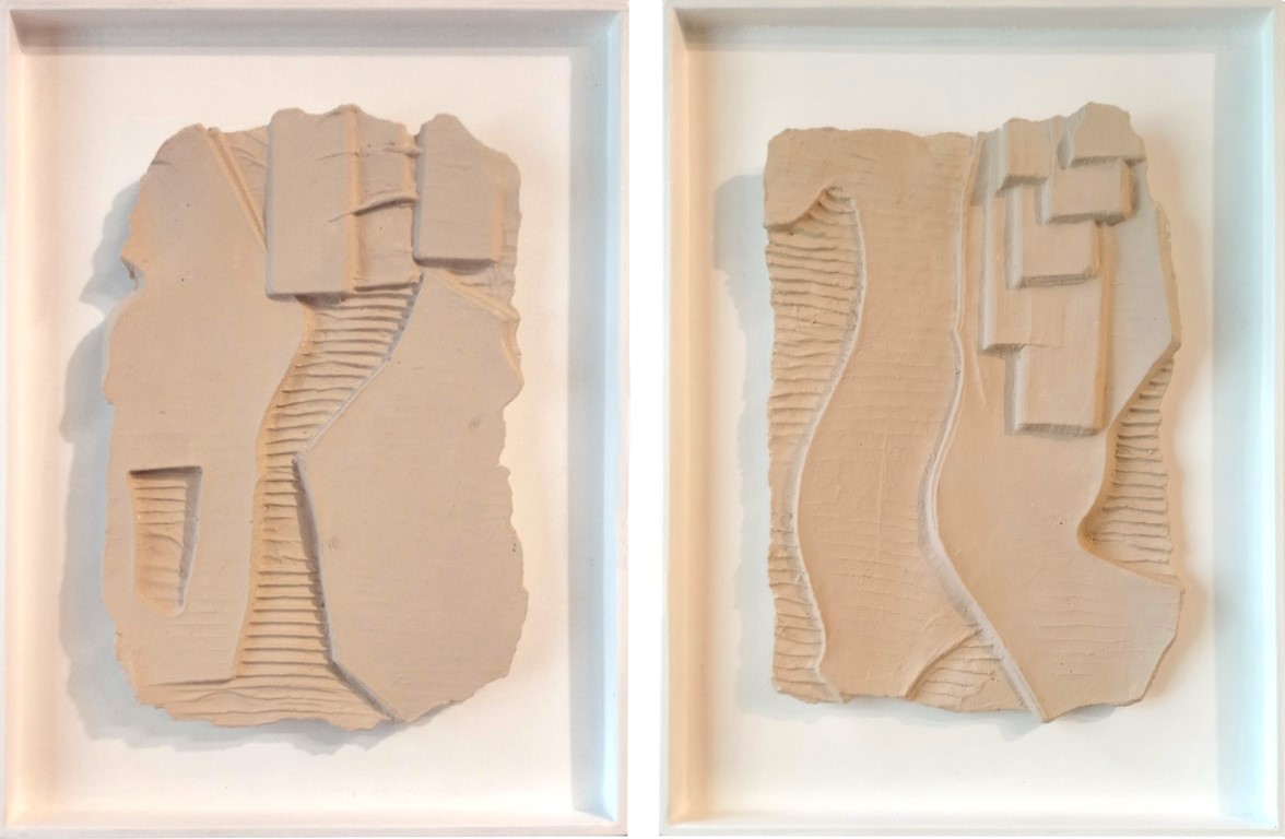 concrete wall sculpture 2pcs (בינוני)